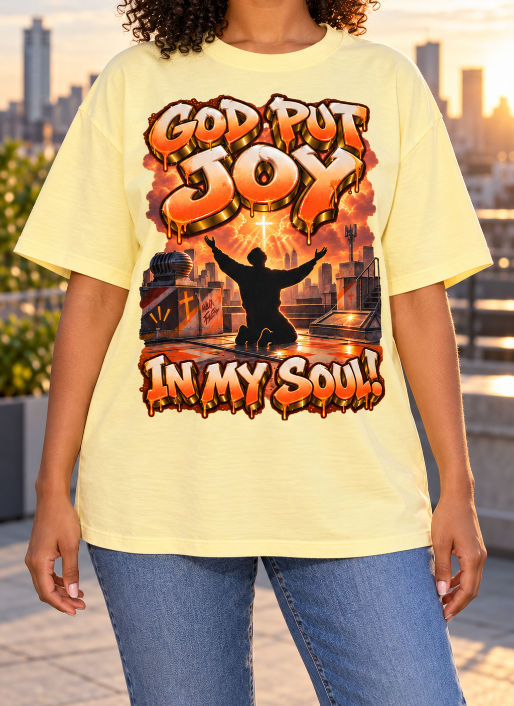 Walk by Faith™ God Put Joy in My Soul Oversized Graphic T-Shirt - Unisex