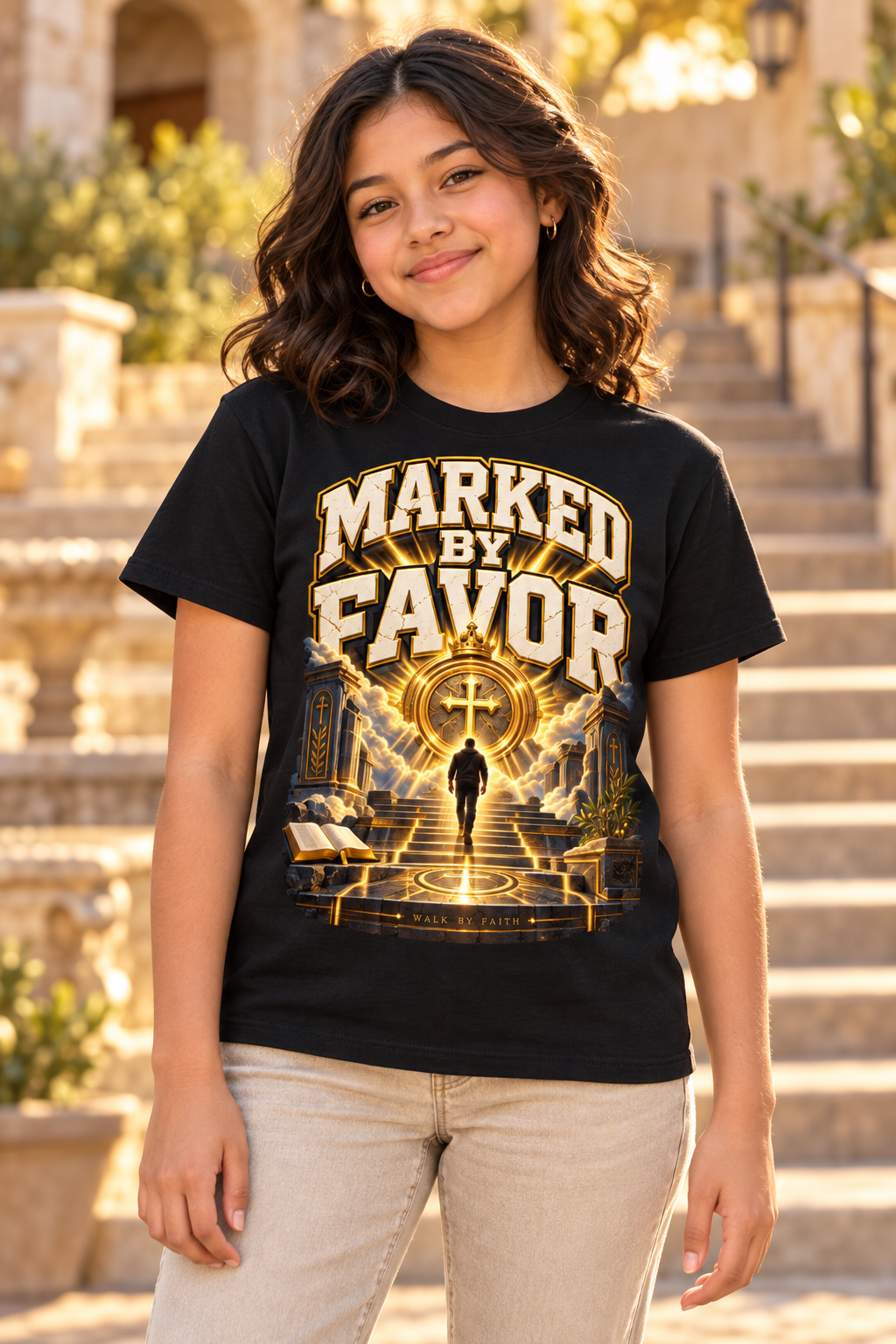 Walk by Faith™ Marked by Favor Graphic T-Shirt - Youth Unisex Tee