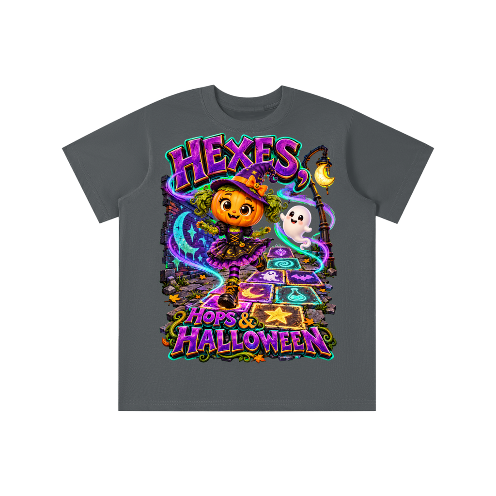 Halloween Pumpkin Witch Graphic T-Shirt - Hexes, Hops & Halloween - Youth Unisex Tee