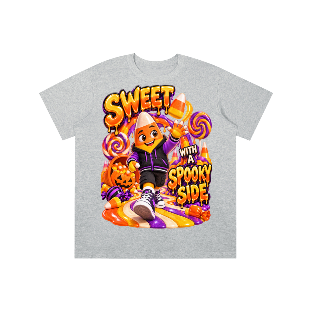 Halloween Candy Corn Graphic T-Shirt - Sweet With a Spooky Side - Youth Unisex Tee